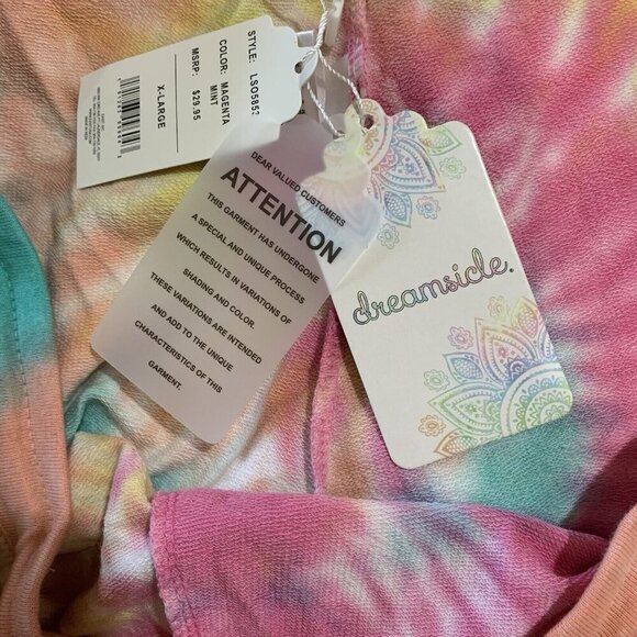 Dreamsicle Tie Dye Shorts Women’s XLarge Cotton Blend Drawstring Raw Hem NWT - Picture 4 of 6